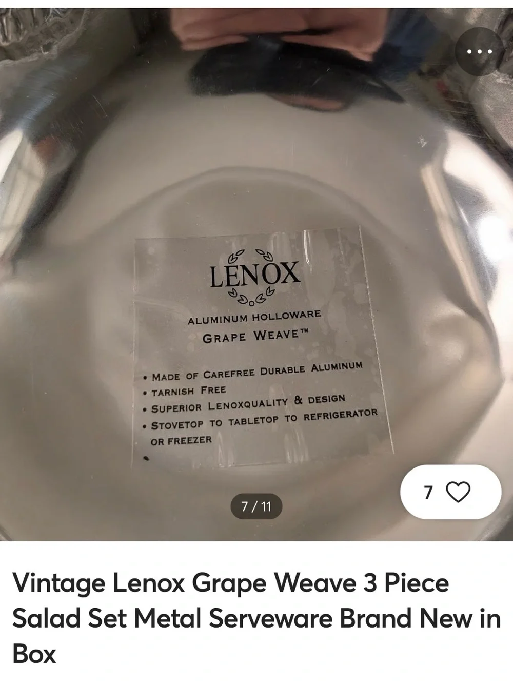 Lenox Grape Weave Silver Salad Bowl with Matching Serving Spoons